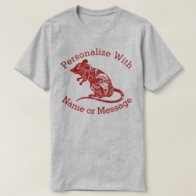 PERSONALISIERTES Muster Rat/Maus T-Shirt (Design vorne)