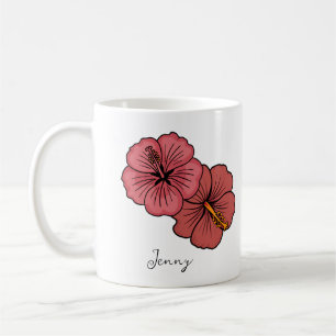 Personalisiertes Muster tropischer Hibiskus Kaffeetasse