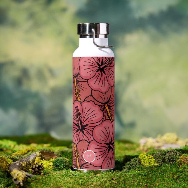 Personalisiertes Muster tropischer Hibiskus Trinkflasche (Außenbereich)