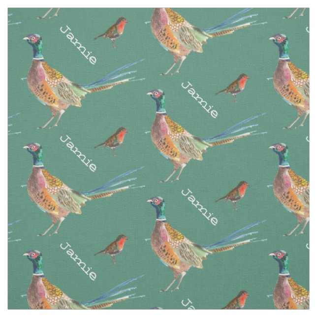 Personalisiertes Muster von Pheasant und Robin Bir Stoff (Muster)