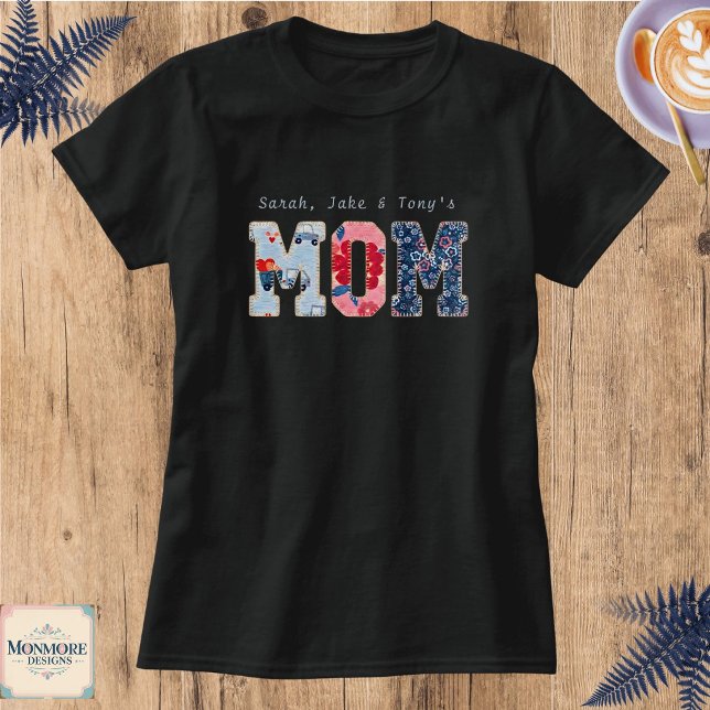 Personalisiertes Mutter-Faux-Patchwork T-Shirt (Von Creator hochgeladen)