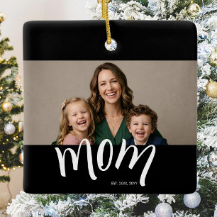 Personalisiertes Mutter-Foto-Jahr Gegründet Modern Keramikornament