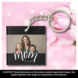 Personalisiertes Mutter-Foto-Jahr Gegründet Modern Schlüsselanhänger