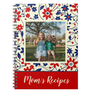 Personalisiertes Mutter-Rezept-Foto-Blumenmuster Notizblock