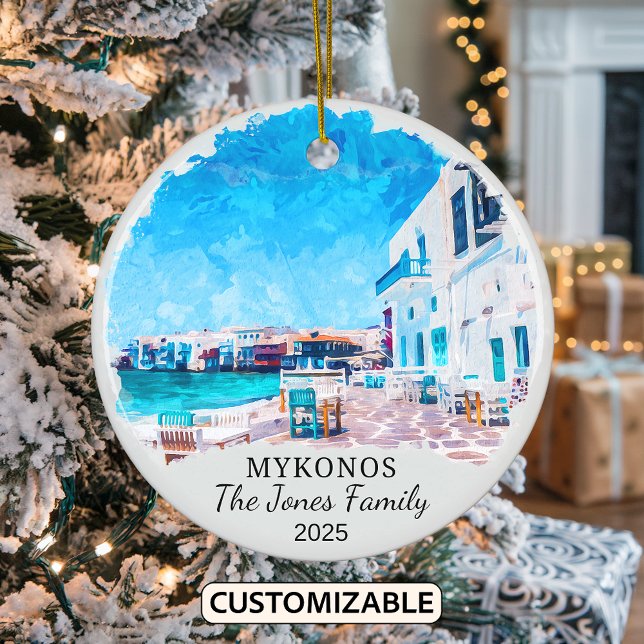 Personalisiertes Mykonos-Ornament, Griechenland Keramik Ornament (Von Creator hochgeladen)