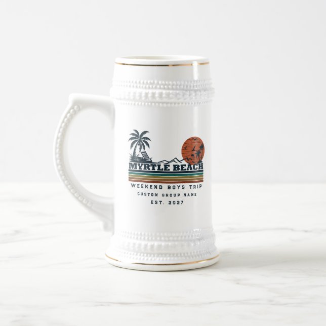 Personalisiertes Myrtle Beach-Wochenende-Junggesel Bierglas (Links)