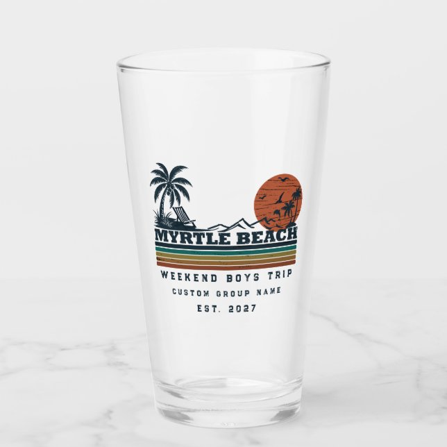 Personalisiertes Myrtle Beach-Wochenende-Junggesel Glas (Vorderseite)