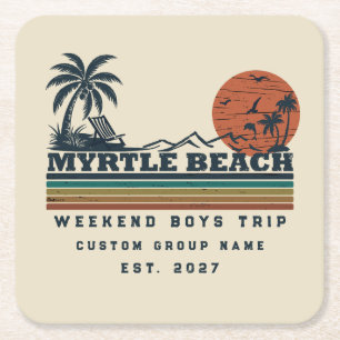 Personalisiertes Myrtle Beach-Wochenende-Junggesel Rechteckiger Pappuntersetzer