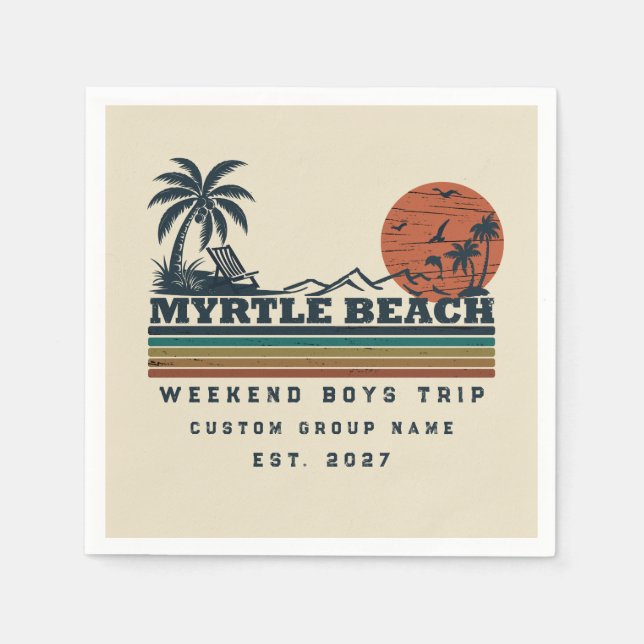 Personalisiertes Myrtle Beach-Wochenende-Junggesel Serviette (Vorderseite)