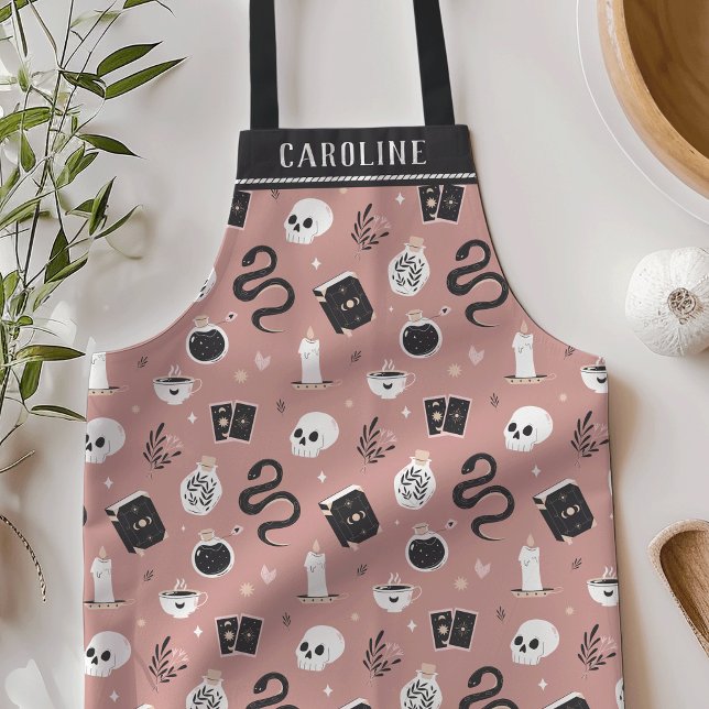 Personalisiertes Mystic Boho Kristallschädelmuster Schürze (Von Creator hochgeladen)