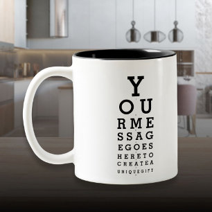 Personalisiertes Nachrichten-Spaß Optiker-Diagramm Zweifarbige Tasse
