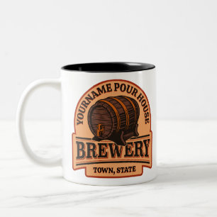 Personalisiertes NAME Altes Eichenfass Bierfass Br Zweifarbige Tasse