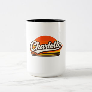 Personalisiertes Namen-Design Charlotte Retro Sonn Zweifarbige Tasse