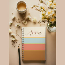 Personalisiertes Namen Notizbuch - Sommer Streifen