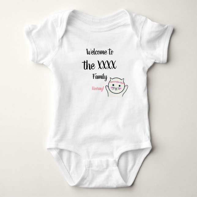 Personalisiertes Namen-Willkommen zur Baby Strampler (Vorderseite)