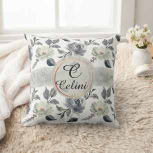 Personalisiertes Namens-Blumen-Aquarell-Kissenbezu Kissen