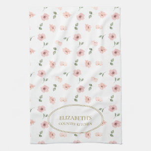 Personalisiertes Namens-Blumenmuster Geschirrtuch