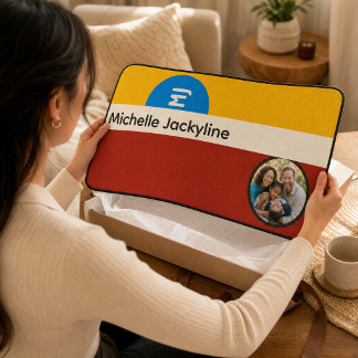 Personalisiertes Namens- & Foto-Retro-Monogramm-Ge Schreibtischunterlage