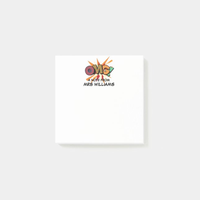 Personalisiertes Namens-Spaß-Comicbuch OMG Post-it Klebezettel (Vorderseite)