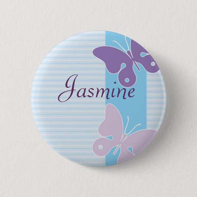 Personalisiertes NamensAbzeichen - Schmetterlinge Button (Vorderseite)