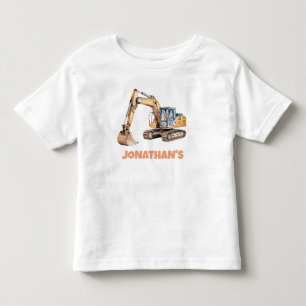 Personalisiertes Namensbaustellenfahrzeug Bagger   Kleinkind T-shirt