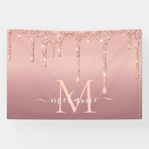 Personalisiertes Namensbuchstabe Rose Gold Glitter Banner