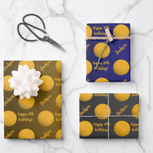Personalisiertes Namensgefühl Sport Thema Golf Geschenkpapier Set