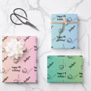 Personalisiertes Namensgefühl Sport Thema Golf Geschenkpapier Set