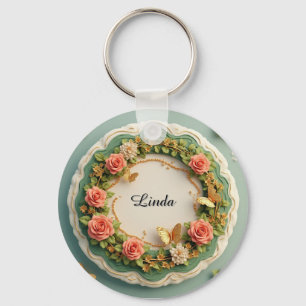 🌹 Personalisiertes Namensgeschenk für Florale Ros Schlüsselanhänger