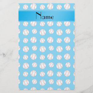 Personalisiertes Namenshimmelblau-Baseballmuster Briefpapier