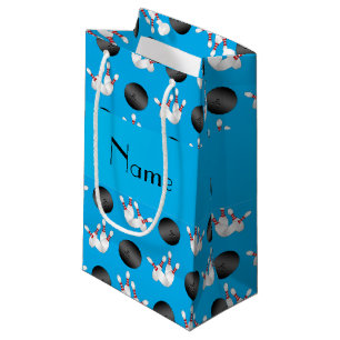 Personalisiertes Namenshimmelblau-Bowlingsmuster Kleine Geschenktüte
