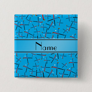 Personalisiertes Namenshimmelblau-Feldhockeymuster Button