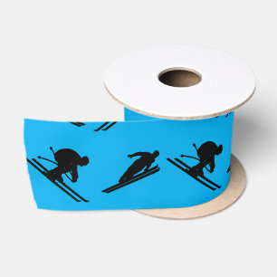 Personalisiertes Namenshimmelblau-Skimuster Satinband