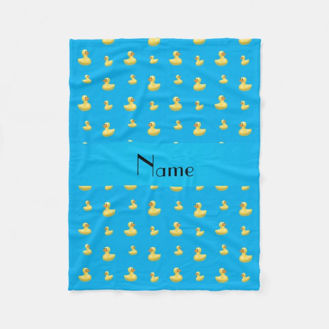 Personalisiertes Namenshimmelblaugummientenmuster Fleecedecke (Vorderseite)