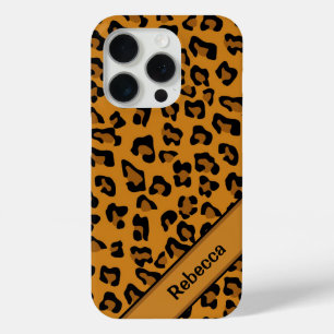 Personalisiertes Namensleopard-Druck-Muster V2 iPhone 15 Pro Hülle