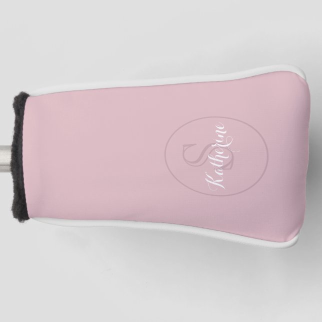 Personalisiertes Namensmonogramm Dusty Rose Golf Headcover (Vorderseite)