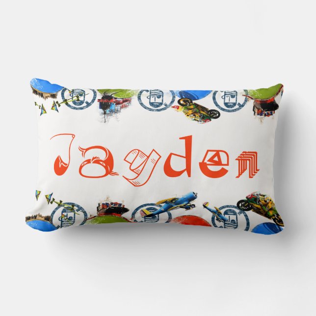 Personalisiertes Namensmonogramm für Jayden/Jungen Lendenkissen (Vorderseite)