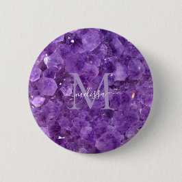 Personalisiertes Namensmonogramm mit Amethyst-Gebu Button