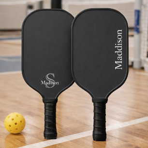 Personalisiertes Namensmonogramm Schwarz Charcoalg Pickleball Schläger