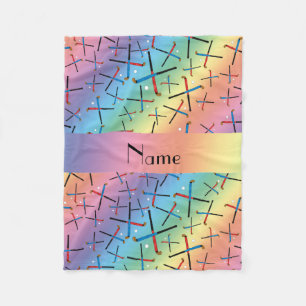 Personalisiertes Namensregenbogenfeldhockey Fleecedecke