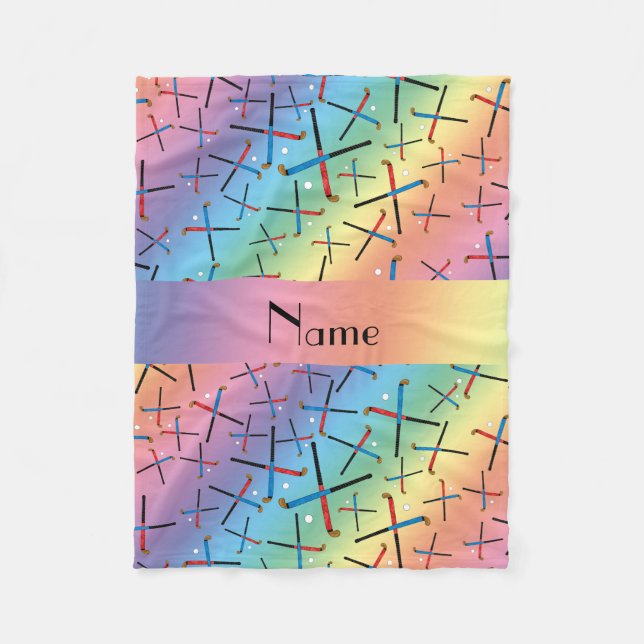 Personalisiertes Namensregenbogenfeldhockey Fleecedecke (Vorderseite)