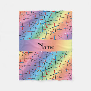 Personalisiertes Namensregenbogenfeldhockey Fleecedecke