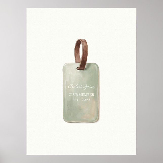 Personalisiertes Namensschild Golf Wandkunst Poster (Vorne)