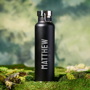Personalisiertes Namensschild Silber Trinkflasche