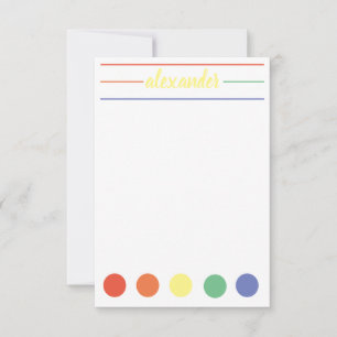 Personalisiertes Namensstationäres des Regenbogens Mitteilungskarte