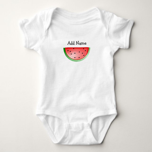 Personalisiertes Namenswassermelone-Baby-T-Shirt Baby Strampler (Vorderseite)