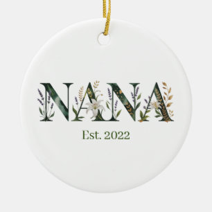Personalisiertes Nana Est Jahr Florales Oma-Gesche Keramik Ornament