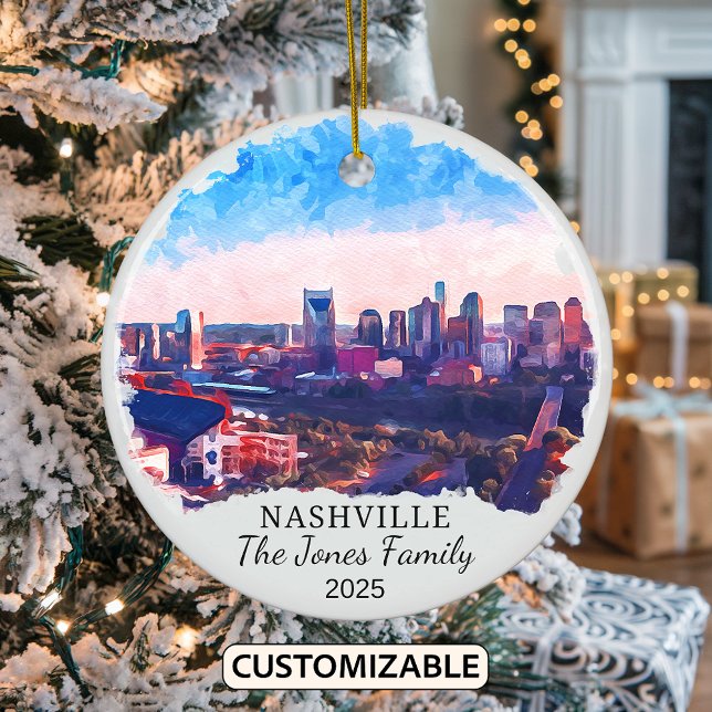 Personalisiertes Nashville-Ornament, Tennessee-Sta Keramik Ornament (Von Creator hochgeladen)