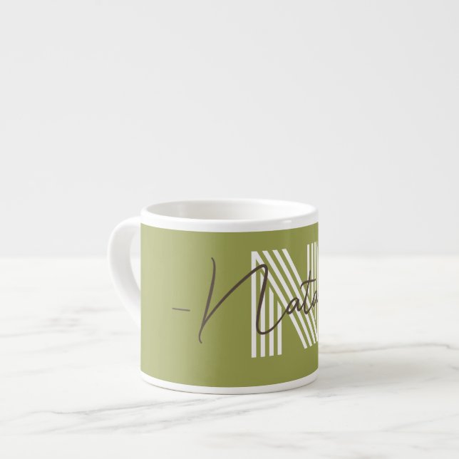 Personalisiertes natürliches Olivengrün mit stilvo Espressotasse (Vorderseite Links)