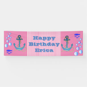 Personalisiertes Nautical Themed Happy Birthday Ba Banner